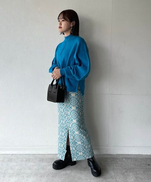 PAGEBOY（ページボーイ）の「ダマスク柄ジャガードナロースカート（スカート・レディース・ブラック09/ブルー85・F）」の10枚目の写真