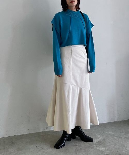 PAGEBOY（ページボーイ）の「コールテンマーメイドスカート（スカート・レディース・アイボリー05/ブラック09/オレンジ45・F）」の4枚目の写真