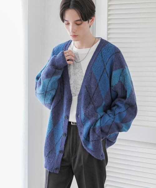 RAGEBLUE（レイジブルー）の「アーガイル柄/モヘヤシャギーニット