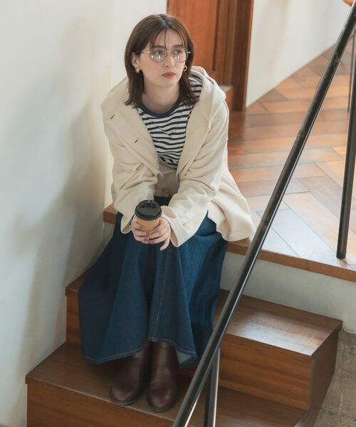 studio CLIP（スタディオクリップ）の「リメイク風フレアデニムスカート（スカート・レディース・ブラックデニム19/フラックス52/インディゴ87・M/L）」の14枚目の写真