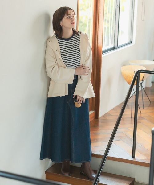 studio CLIP（スタディオクリップ）の「リメイク風フレアデニムスカート（スカート・レディース・ブラックデニム19/フラックス52/インディゴ87・M/L）」の13枚目の写真