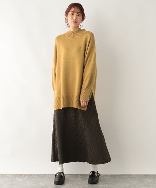 GLOBAL WORK（グローバルワーク）の「ジャガードマーメイドスカート（スカート・レディース・ブラック/花柄09/ブラウン/幾何柄58・FREE）」の9枚目の写真