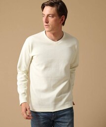 TAKEO KIKUCHI（タケオキクチ）の「【Sサイズ～】ブリスタージャカード チェック Vネック カットソー（トップス・メンズ）」