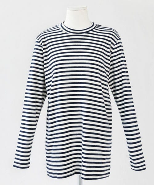 DHOLIC(ディーホリック)の「起毛ボーダー長袖Tシャツ(Tシャツ/カットソー・レディース・ブラック/ネイビー/グレー・free)」の3枚目の写真
