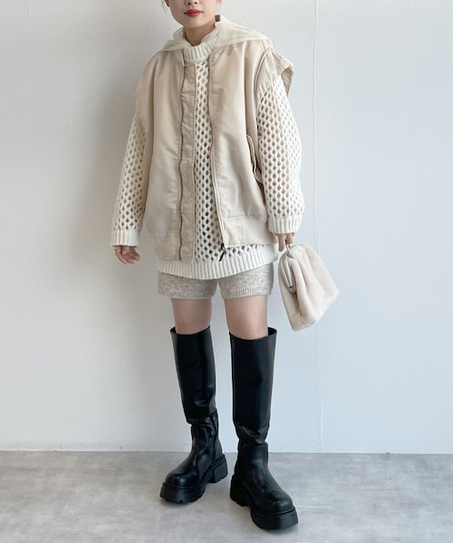 w closet(ダブルクローゼット)の「【2WAY】MA-1(ジャケット/アウター・レディース・Lベージュ/Lカーキ/ブラック・FREE)」の15枚目の写真