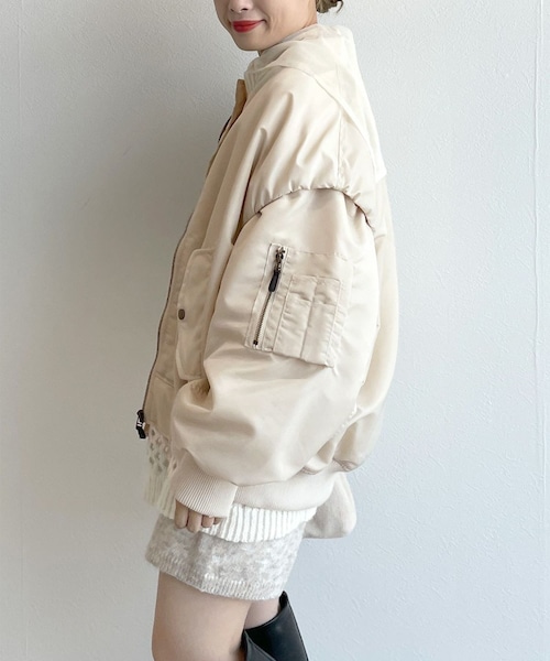 w closet(ダブルクローゼット)の「【2WAY】MA-1(ジャケット/アウター・レディース・Lベージュ/Lカーキ/ブラック・FREE)」の8枚目の写真