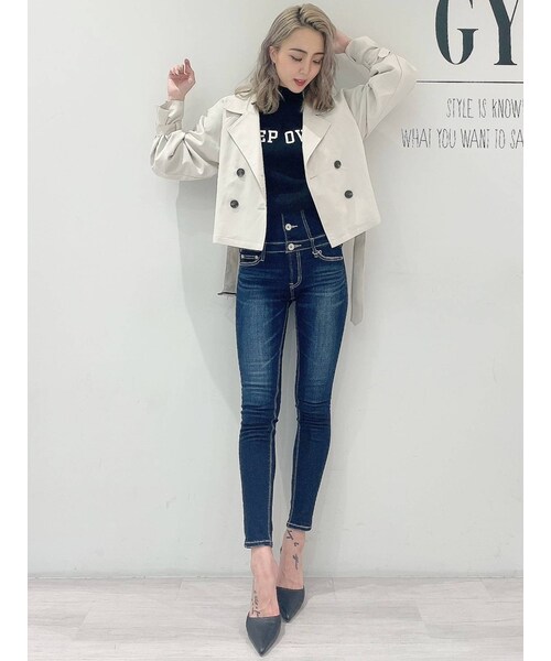 GYDA（ジェイダ）の「ハイウエストボタン スキニーデニムパンツ（デニムパンツ・インディゴ・S）」の14枚目の写真