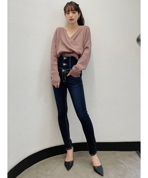 GYDA（ジェイダ）の「ハイウエストボタン スキニーデニムパンツ（デニムパンツ・インディゴ・S）」の11枚目の写真