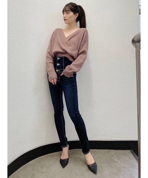 GYDA（ジェイダ）の「ハイウエストボタン スキニーデニムパンツ（デニムパンツ・インディゴ・S）」の9枚目の写真