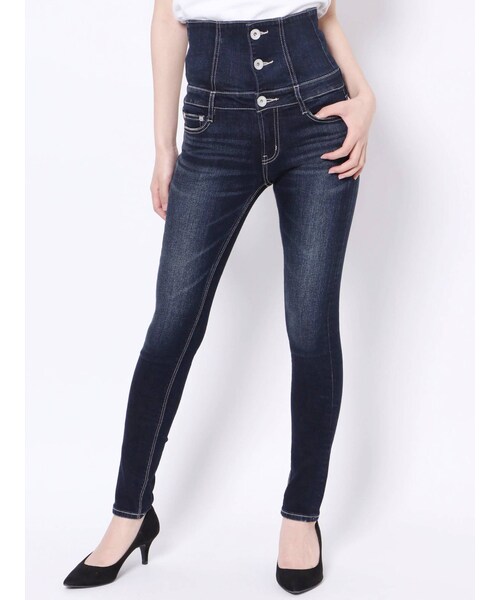 GYDA（ジェイダ）の「ハイウエストボタン スキニーデニムパンツ（デニムパンツ・インディゴ・S）」の2枚目の写真