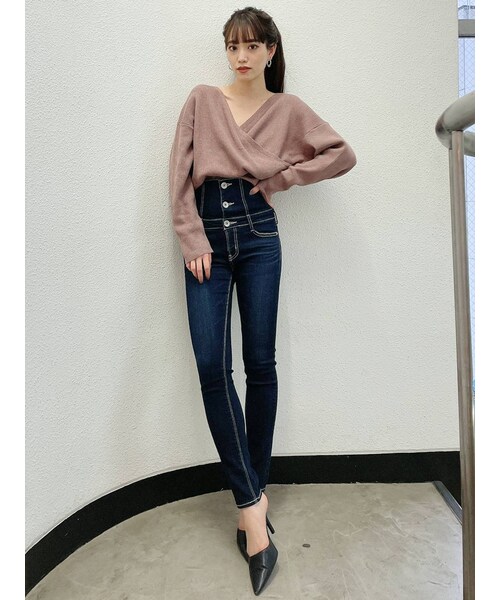 GYDA（ジェイダ）の「ハイウエストボタン スキニーデニムパンツ（デニムパンツ・インディゴ・S）」の12枚目の写真