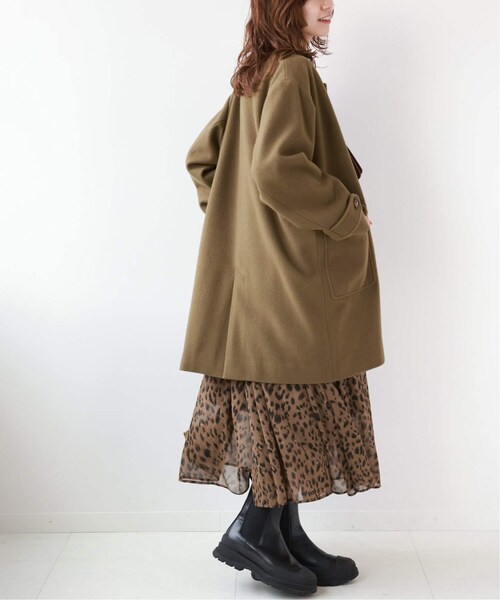 JOURNAL STANDARD 尾州ウールクルーネックダブルブレストコート JOURNAL STANDARD relume（ジャーナルスタンダード レリューム