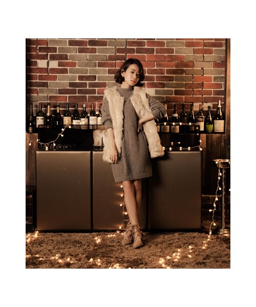 gracegift（グレースギフト）の「韓國奢華仿狐貍毛皮草背心（ジャケット/アウター・レディース・米白・F）」の5枚目の写真