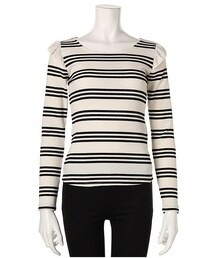 MIIA | 肩フリルボーダートップス(トップス)