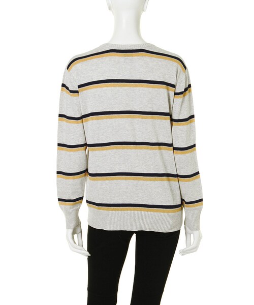 Ungrid（アングリッド）の「【Casual】Vネックマルチボーダーニット（トップス・レディース・ライトグレー/ネイビー・F）」の6枚目の写真