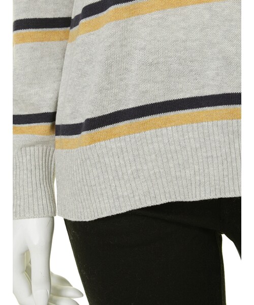 Ungrid（アングリッド）の「【Casual】Vネックマルチボーダーニット（トップス・レディース・ライトグレー/ネイビー・F）」の10枚目の写真