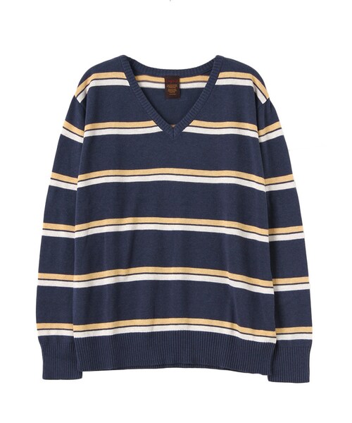 Ungrid（アングリッド）の「【Casual】Vネックマルチボーダーニット（トップス・レディース・ライトグレー/ネイビー・F）」の2枚目の写真