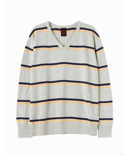 Ungrid（アングリッド）の「【Casual】Vネックマルチボーダーニット（トップス・レディース・ライトグレー/ネイビー・F）」の11枚目の写真