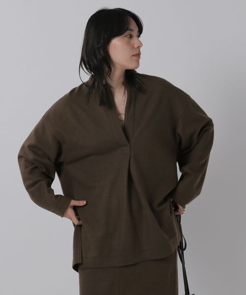 Chaos（カオス）の「ラクレジャージ－シャツプルオーバー（トップス・レディース・ベージュ55/ブラウン57・FREE）」の2枚目の写真