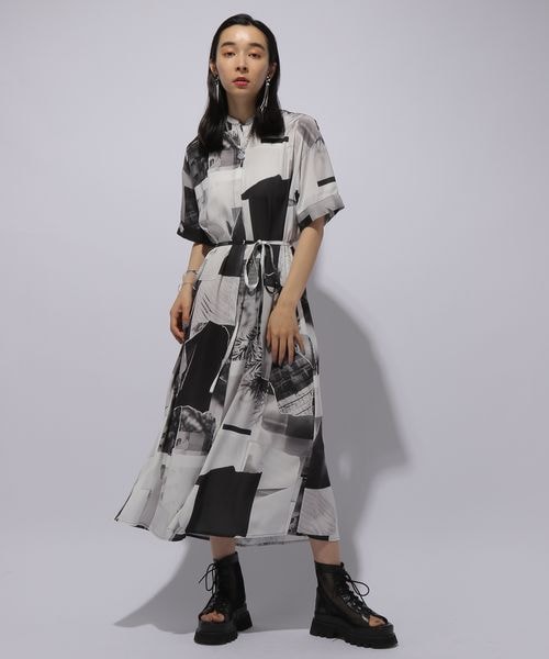 美品 HARE PHOTOコラージュワンピース ロング丈 フリーサイズ
