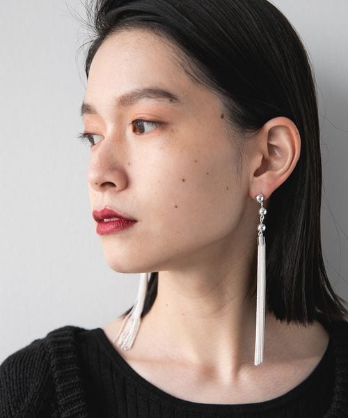 【揺れるタッセルチェーン♡華やか】CHANEL ピアス ダイヤモンドカットタッセルチェーンピアス | 金属アレルギーに