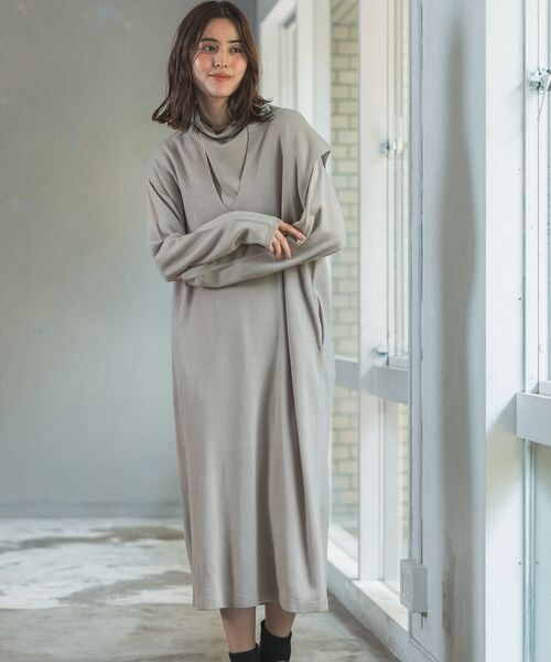 LEPSIM（レプシィム）の「12ゲージ満たされニットワンピース（ワンピース/ドレス・レディース・ブラック09/グレージュ13/ブルー85・FREE SIZE）」の2枚目の写真