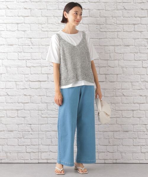 LEPSIM（レプシィム）の「5ゲージニットタンク（トップス・レディース・オフ×ブラック13/モカ×ベージュ52・FREE SIZE）」の3枚目の写真