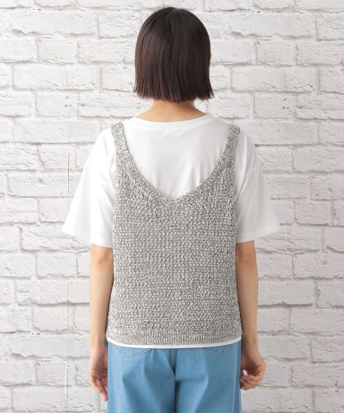 LEPSIM（レプシィム）の「5ゲージニットタンク（トップス・レディース・オフ×ブラック13/モカ×ベージュ52・FREE SIZE）」の7枚目の写真