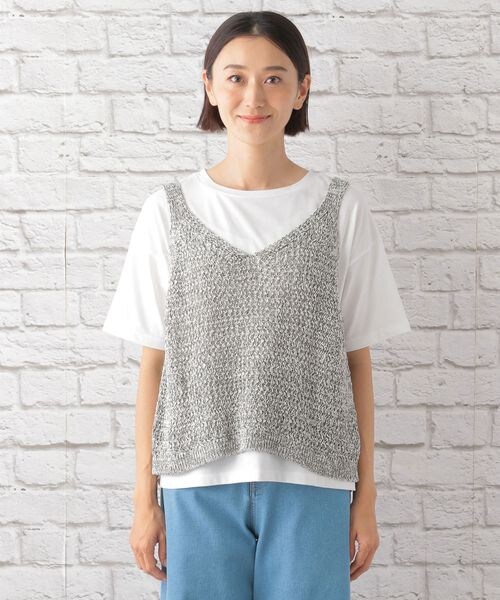 LEPSIM（レプシィム）の「5ゲージニットタンク（トップス・レディース・オフ×ブラック13/モカ×ベージュ52・FREE SIZE）」の5枚目の写真