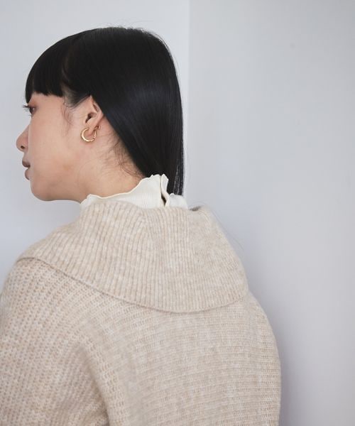 LOWRYS FARM（ローリーズファーム）の「ビッグカラーショートニットロングスリーブ（トップス・レディース・アイボリー08/ブラック09/オレンジ45/グリーン75・フリーサイズ）」の10枚目の写真