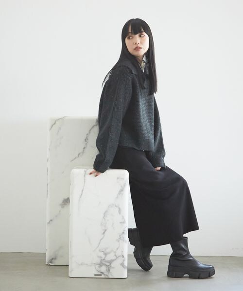 LOWRYS FARM（ローリーズファーム）の「ビッグカラーショートニットロングスリーブ（トップス・レディース・アイボリー08/ブラック09/オレンジ45/グリーン75・フリーサイズ）」の16枚目の写真