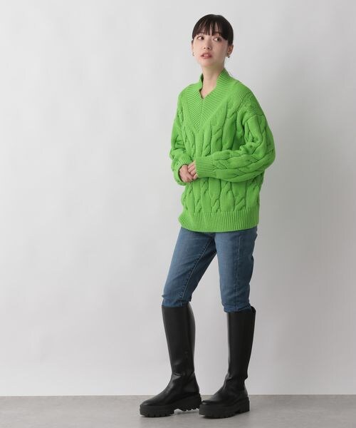 LOWRYS FARM(ローリーズファーム)の「ケーブルアサVニット(トップス・レディース・オフホワイト08/グリーン75/ブルー85・フリーサイズ)」の9枚目の写真