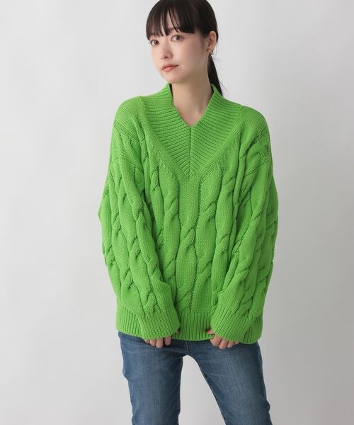 LOWRYS FARM(ローリーズファーム)の「ケーブルアサVニット(トップス・レディース・オフホワイト08/グリーン75/ブルー85・フリーサイズ)」の10枚目の写真