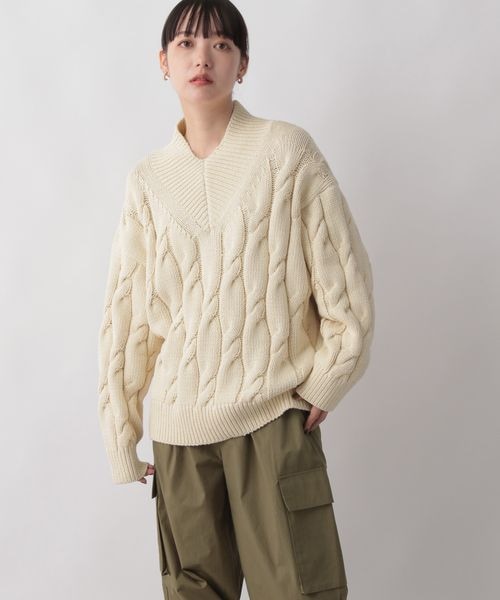 LOWRYS FARM(ローリーズファーム)の「ケーブルアサVニット(トップス・レディース・オフホワイト08/グリーン75/ブルー85・フリーサイズ)」の8枚目の写真