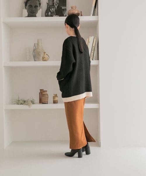 LOWRYS FARM（ローリーズファーム）の「モチモチシャギークルーカーディガン（トップス・レディース・アイボリー08/ブラック×オフ10/オレンジ45/ベージュ×ブラウン50/ブルー85/パープル92・ショート丈M/ロング丈L）」の12枚目の写真