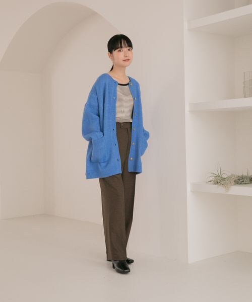 LOWRYS FARM（ローリーズファーム）の「モチモチシャギークルーカーディガン（トップス・レディース・アイボリー08/ブラック×オフ10/オレンジ45/ベージュ×ブラウン50/ブルー85/パープル92・ショート丈M/ロング丈L）」の22枚目の写真