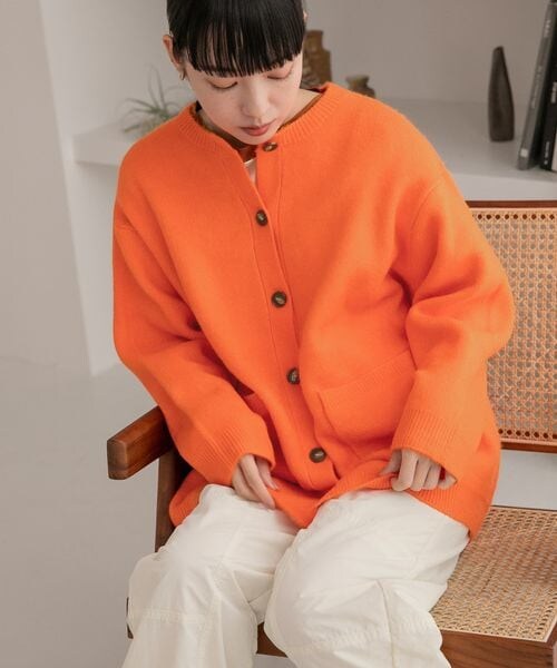 LOWRYS FARM（ローリーズファーム）の「モチモチシャギークルーカーディガン（トップス・レディース・アイボリー08/ブラック×オフ10/オレンジ45/ベージュ×ブラウン50/ブルー85/パープル92・ショート丈M/ロング丈L）」の16枚目の写真