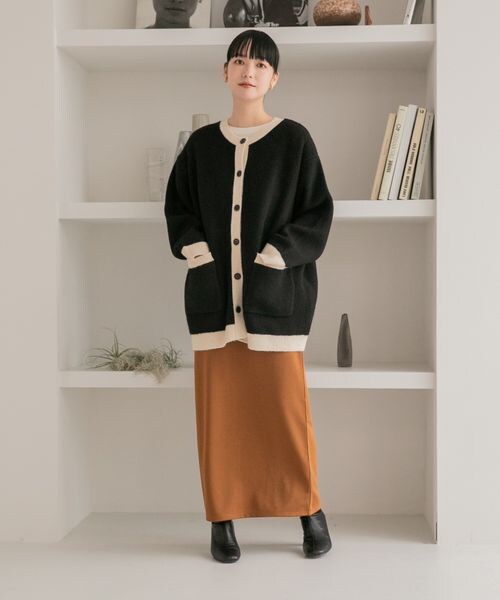 LOWRYS FARM（ローリーズファーム）の「モチモチシャギークルーカーディガン（トップス・レディース・アイボリー08/ブラック×オフ10/オレンジ45/ベージュ×ブラウン50/ブルー85/パープル92・ショート丈M/ロング丈L）」の10枚目の写真