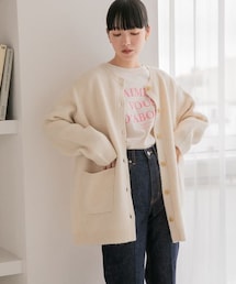 LOWRYS FARM | モチモチシャギークルーカーディガン(トップス)