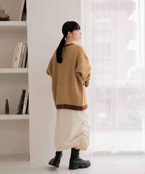 LOWRYS FARM（ローリーズファーム）の「モチモチシャギークルーカーディガン（トップス・レディース・アイボリー08/ブラック×オフ10/オレンジ45/ベージュ×ブラウン50/ブルー85/パープル92・ショート丈M/ロング丈L）」の18枚目の写真