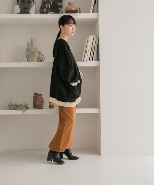 LOWRYS FARM（ローリーズファーム）の「モチモチシャギークルーカーディガン（トップス・レディース・アイボリー08/ブラック×オフ10/オレンジ45/ベージュ×ブラウン50/ブルー85/パープル92・ショート丈M/ロング丈L）」の11枚目の写真