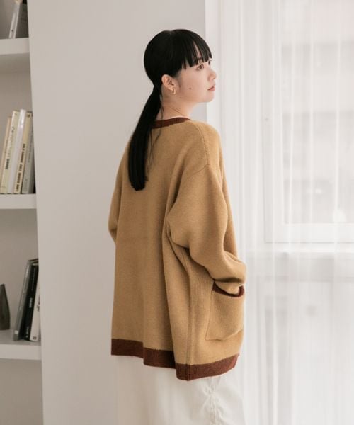 LOWRYS FARM（ローリーズファーム）の「モチモチシャギークルーカーディガン（トップス・レディース・アイボリー08/ブラック×オフ10/オレンジ45/ベージュ×ブラウン50/ブルー85/パープル92・ショート丈M/ロング丈L）」の20枚目の写真