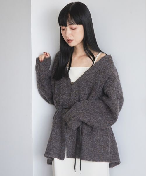 LOWRYS FARM（ローリーズファーム）の「メランジカーデロングスリーブ（トップス・レディース・アイボリー08/チャコールグレー18/ピンク25・フリーサイズ）」の2枚目の写真