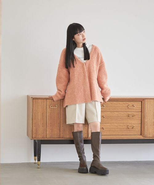 LOWRYS FARM（ローリーズファーム）の「メランジカーデロングスリーブ（トップス・レディース・アイボリー08/チャコールグレー18/ピンク25・フリーサイズ）」の14枚目の写真