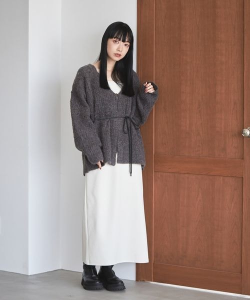 LOWRYS FARM（ローリーズファーム）の「メランジカーデロングスリーブ（トップス・レディース・アイボリー08/チャコールグレー18/ピンク25・フリーサイズ）」の8枚目の写真