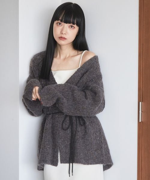 LOWRYS FARM（ローリーズファーム）の「メランジカーデロングスリーブ（トップス・レディース・アイボリー08/チャコールグレー18/ピンク25・フリーサイズ）」の9枚目の写真