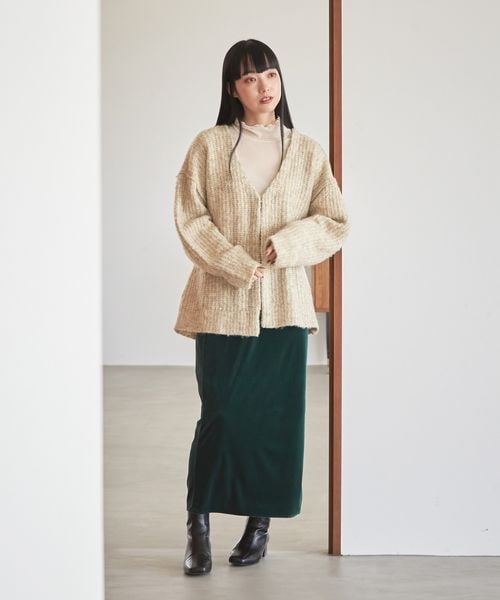 LOWRYS FARM（ローリーズファーム）の「メランジカーデロングスリーブ（トップス・レディース・アイボリー08/チャコールグレー18/ピンク25・フリーサイズ）」の4枚目の写真