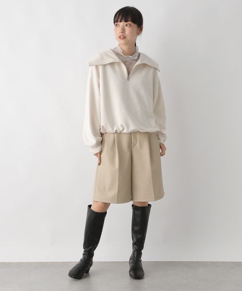 LOWRYS FARM（ローリーズファーム）の「ハイＺＩＰドロストプルオーバー（トップス・レディース・アイボリー08/グレー12/チャコールグレー18/ブルー85・F）」の5枚目の写真