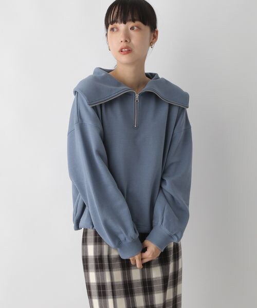 LOWRYS FARM（ローリーズファーム）の「ハイＺＩＰドロストプルオーバー（トップス・レディース・アイボリー08/グレー12/チャコールグレー18/ブルー85・F）」の16枚目の写真