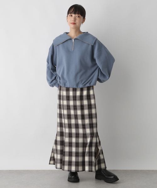 LOWRYS FARM（ローリーズファーム）の「ハイＺＩＰドロストプルオーバー（トップス・レディース・アイボリー08/グレー12/チャコールグレー18/ブルー85・F）」の15枚目の写真